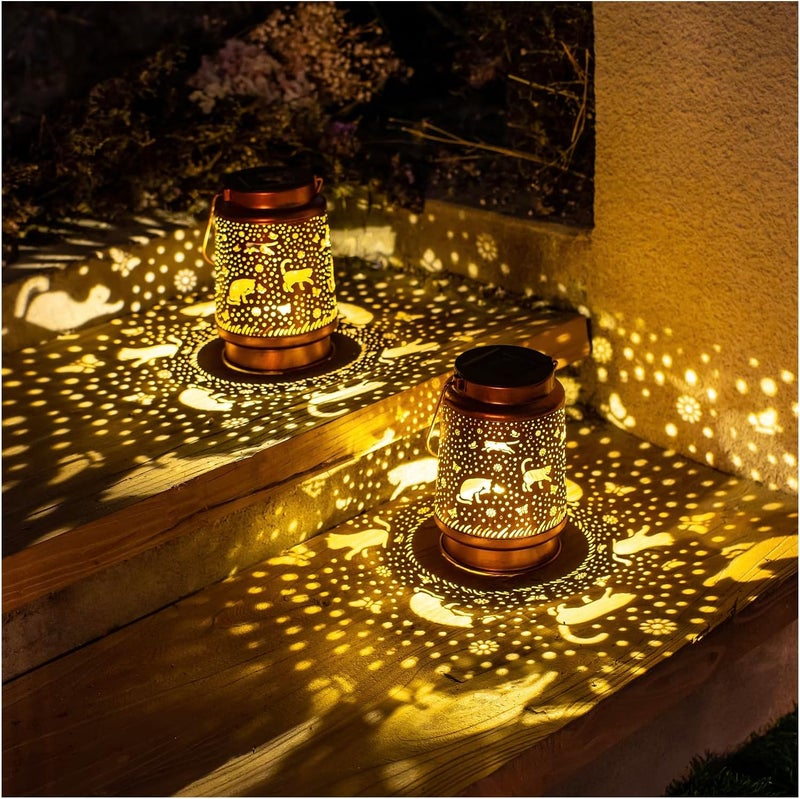 EZTZEN Cat Solar Lanterns Outdoor Waterproof Hanging Solar Lights Cat Gifts for Women Men Metal Decorative LED Cat Lanterns for Garden Decor,Yard,Patio,Lawn,Pathway,Landscape - Image 3